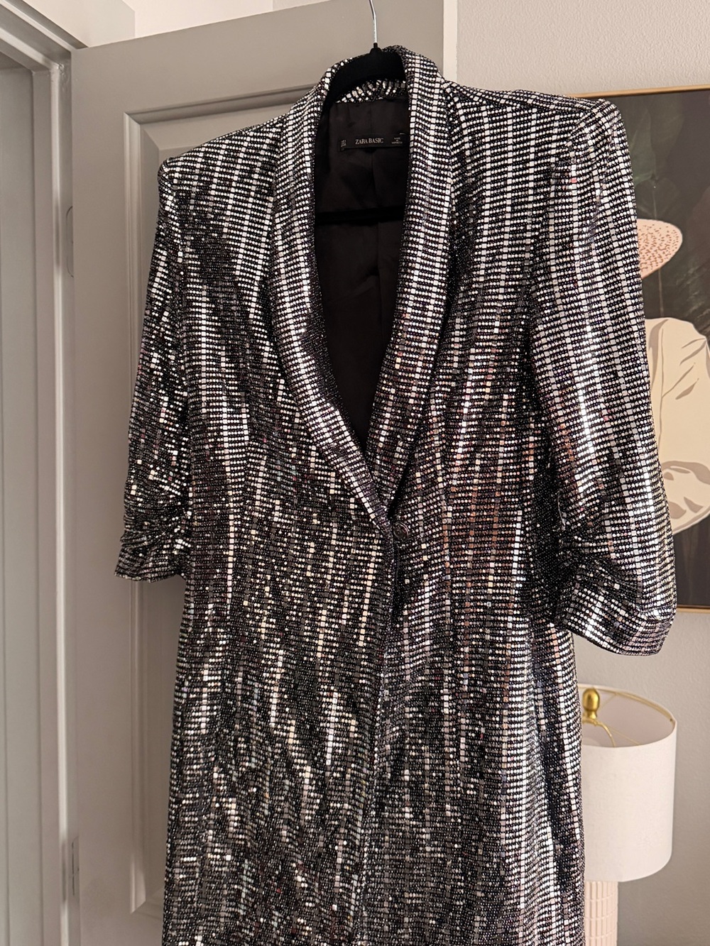 Zara Black & Silver Sequin Blazer